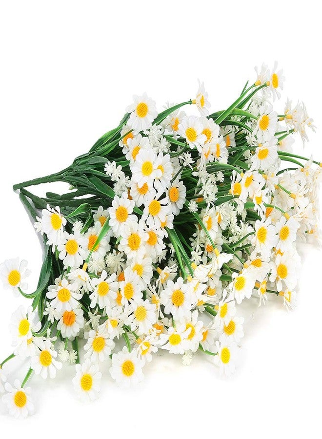 TEMCHY Artificial Daisies Flowers Outdoor UV Resistant 4 Bundles Fake Foliage Greenery Faux Plants Shrubs Plastic Bushes for Window Box Hanging Planter Farmhouse Indoor Outside Decor(White) - Image 4